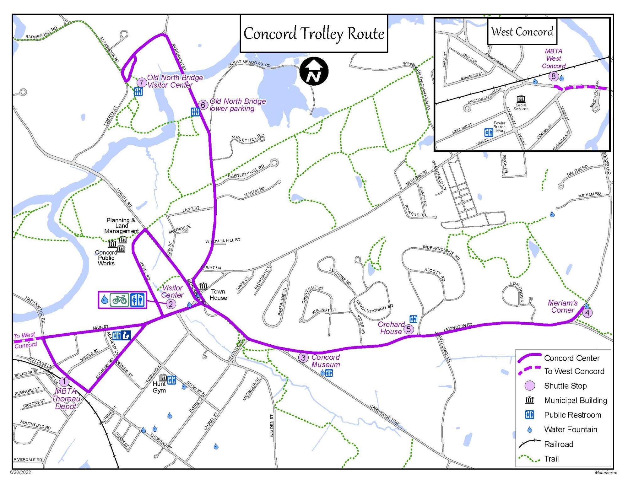 A map of the Concord Trolley Route